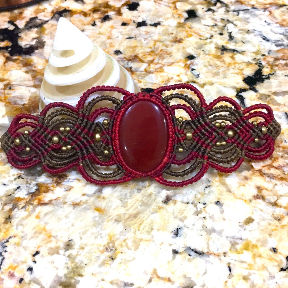 Carnelian Macrame bracelet Crystal Sacral Chakra